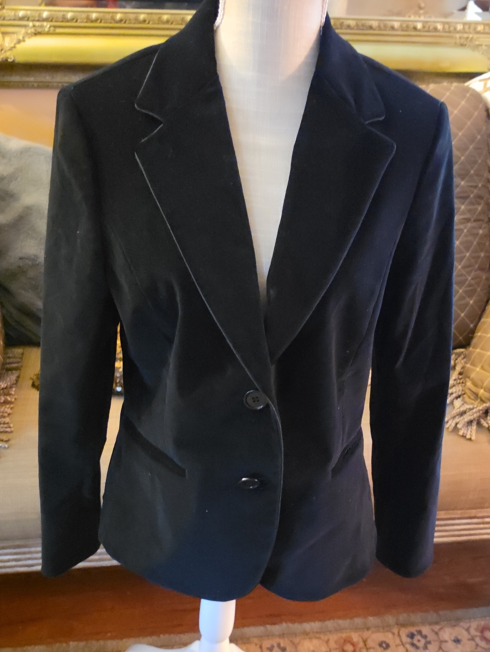 Saks Fifth Avenue Black Velvet Two-Button Women's Blazer